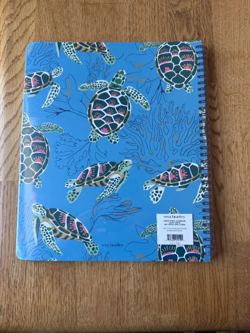 Vera Bradley Large Spiral Notebook Sea Turtles and Coral NWT